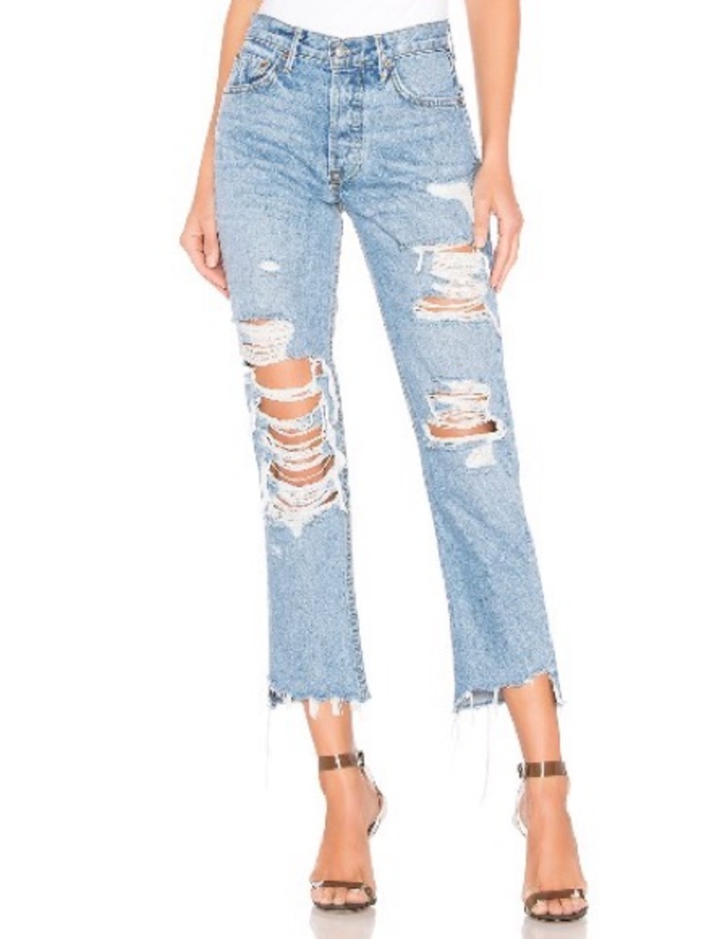 GRLFRND Light Blue Distressed Boyfriend Jeans